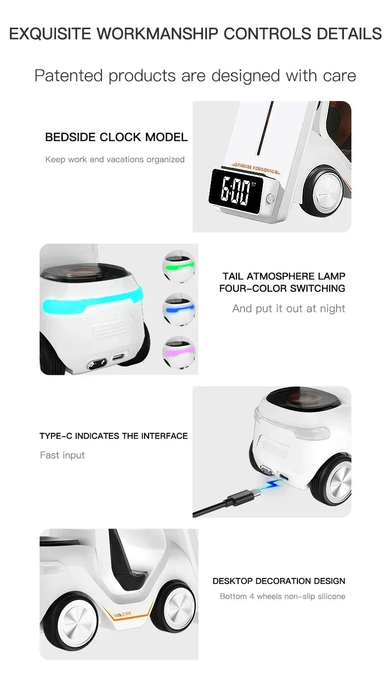 5 In 1 Phone Holder Wireless Chaarger Stand Alarm Clock For IPhone 16 15 14 Pro Max iWatch8 7 6 5 Airpods Fast Charging Station