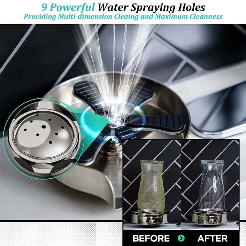 Kitchen Sink Glass Cup Wash Automatic Stainless Steel Pressure Spray  Washer Cup Tool Cleaning Faucet Bar Rinser Coffee Pitcher